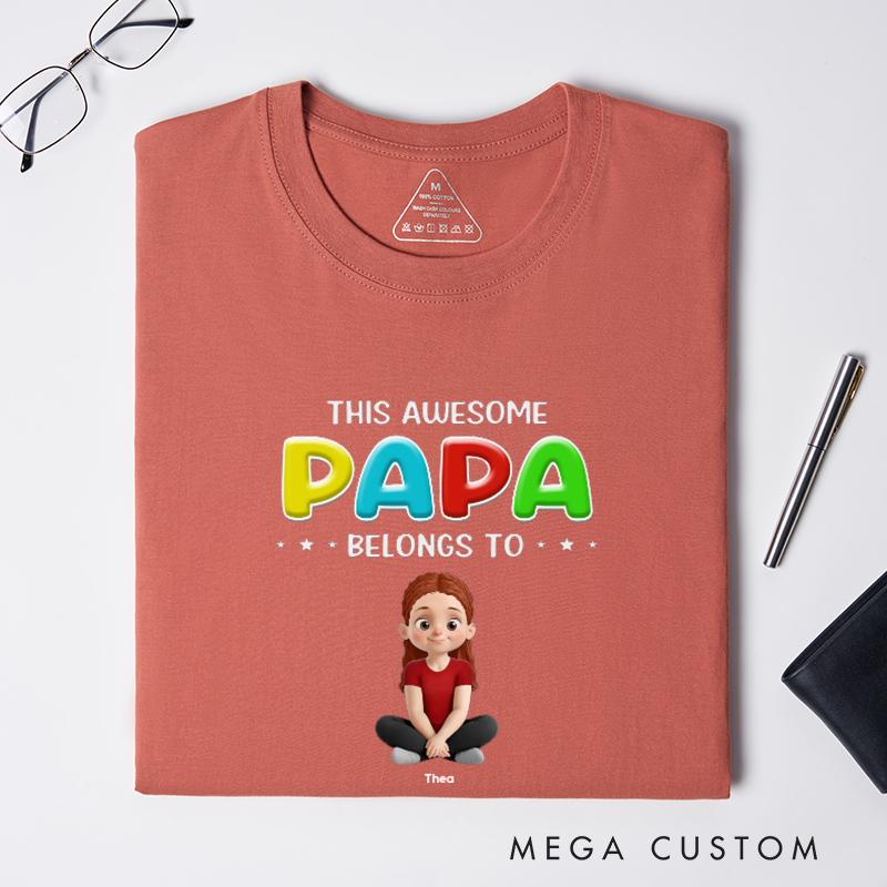 Personalized This Awesome Daddy Belongs To Me Gift for Dad Classic T-shirt