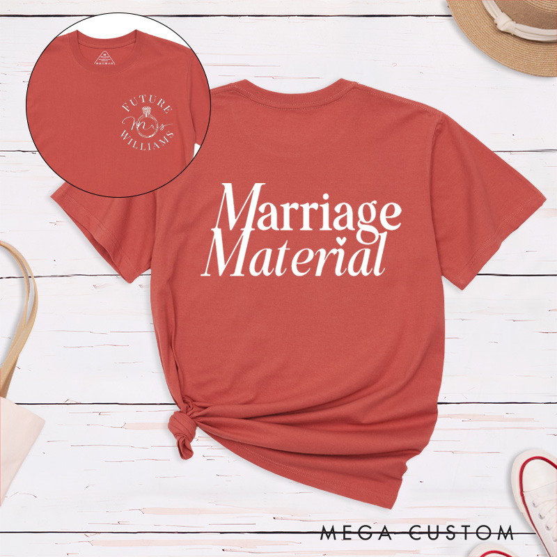 Personalized Elegant Marriage Material Future Mrs. Fiancee Engagement Fiancée Classic T-Shirt
