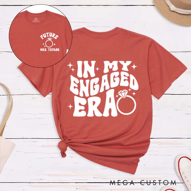 Personalized Bold In My Engaged Era Future Mrs with Rings and Sparkles Fiancee Engagement Fiancée Classic T-Shirt