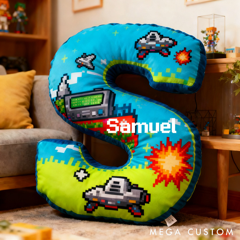 Personalized Game Letter Pillow for Game Lovers Plush Pillow Christmas Birthday Gift for Kids