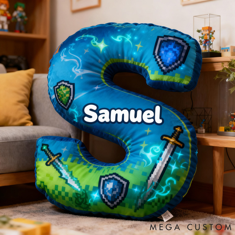 Personalized Game Letter Pillow for Game Lovers Plush Pillow Christmas Birthday Praty Gift for Kids