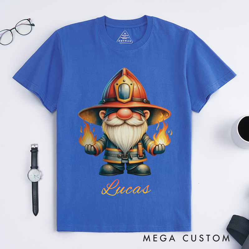 Personalized Fireman Gnomes Cute Design Gift Firefighter T-Shirt