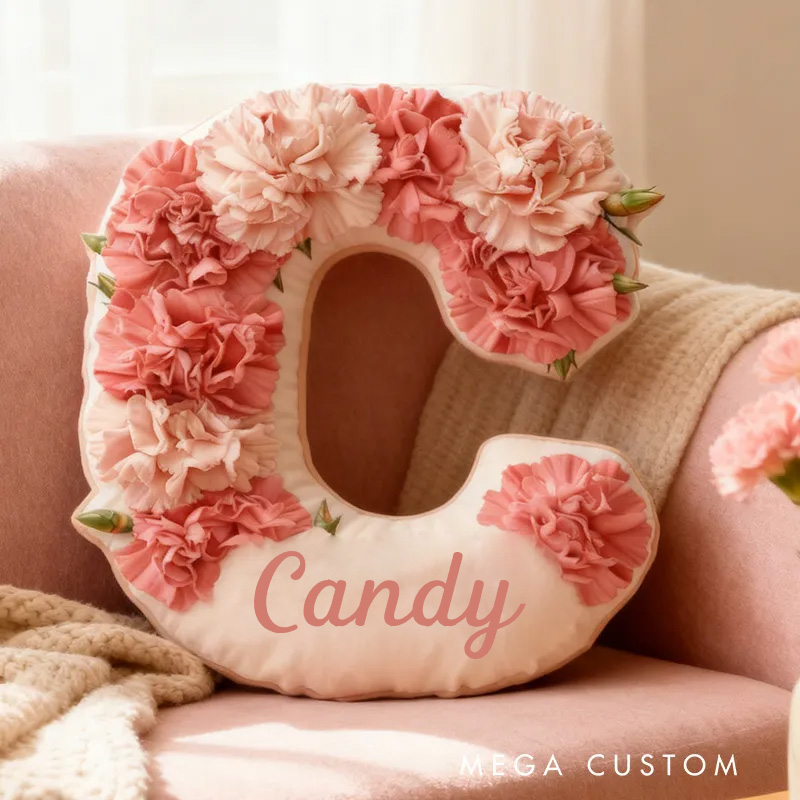 Personalized Flowers Letter Pillow Graphic 3D Print Garden Flowers Custom Name Pillow for Gardening Lovers