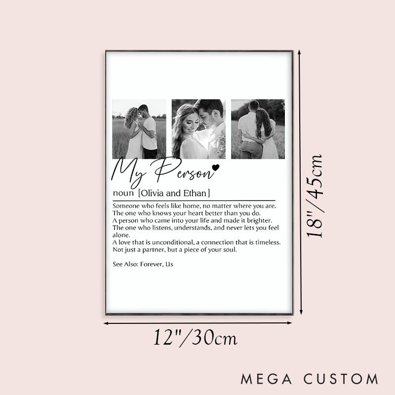 Personalized Couple My Person Print with Name and Photo Couple Defines True Love Canvas Painting Couple Poster for Husband Wife Boyfriend Girlfriend