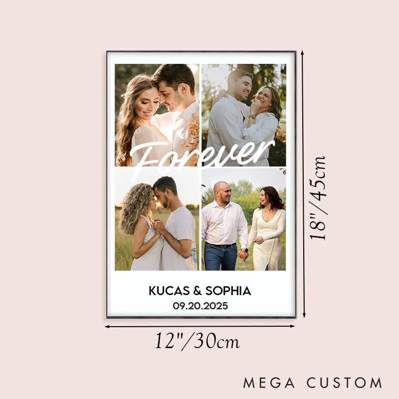 Personalized Couple Forever Print with Photo Couple True Love Canvas Painting Custom Couple Name and Date Poster for Husband Wife Boyfriend Girlfriend