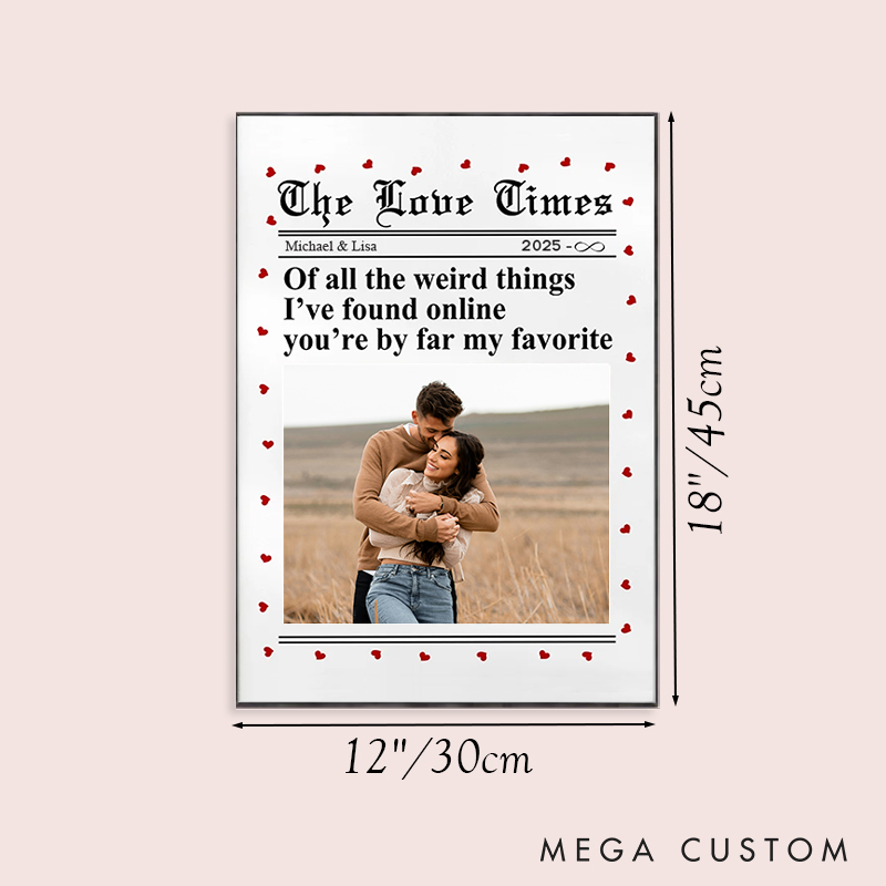 Personalized Couple The Love Times Print with Photo Valentine's Day Canvas Painting Custom Name and Date Poster for Husband Wife Boyfriend Girlfriend