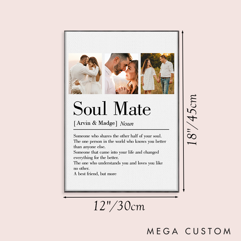 Personalized Couple Soul Mate Print with Photo Couple True Love Canvas Painting Custom Soulmate Name Poster for Husband Wife Boyfriend Girlfriend