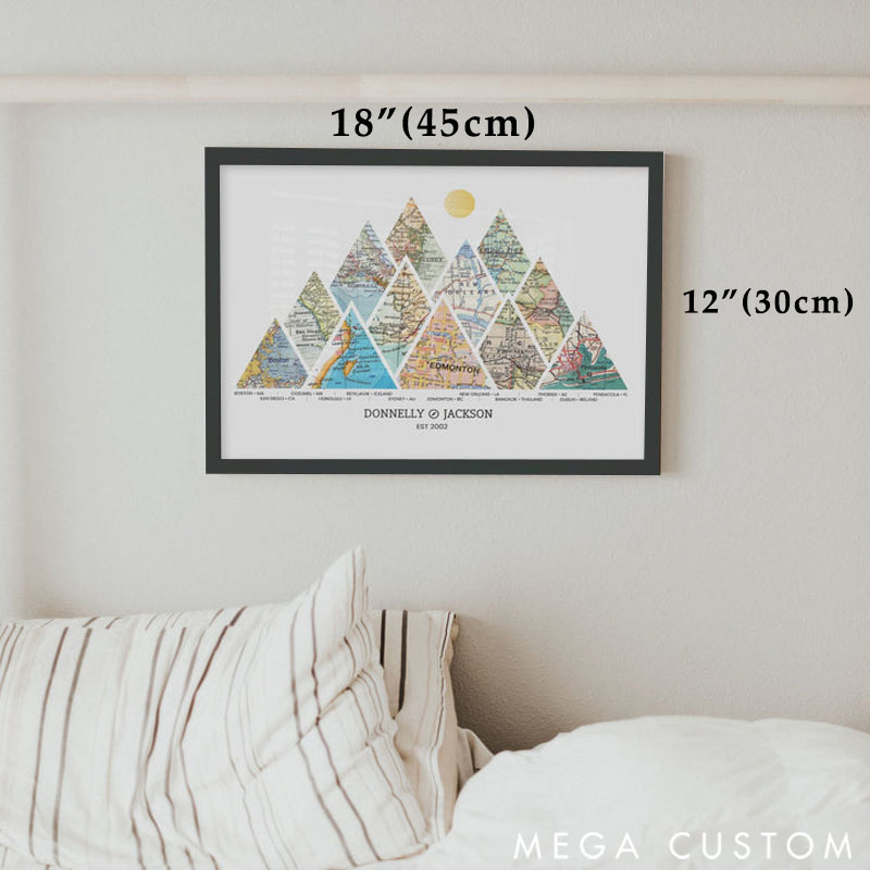 Personalized Custom Travel Milestone Map Canvas Art Home Decor for Travel Lovers Travel Souvenir