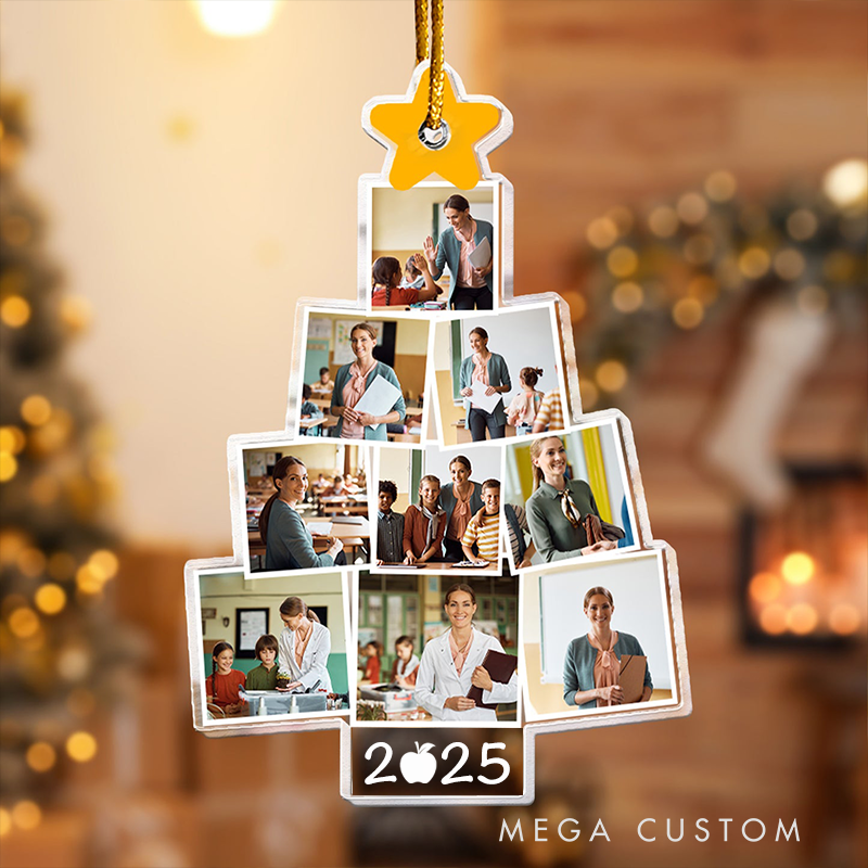Personalized Teacher Photo Christmas Ornament Custom Acrylic Ornament Christmas Gift for Teachers