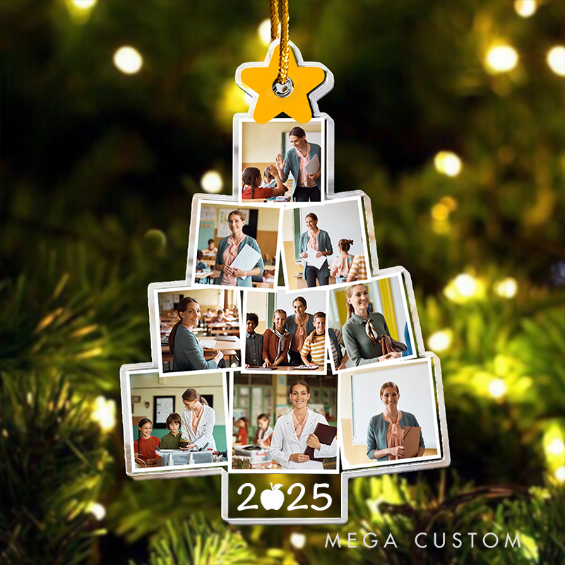 Personalized Teacher Photo Christmas Ornament Custom Acrylic Ornament Christmas Gift for Teachers