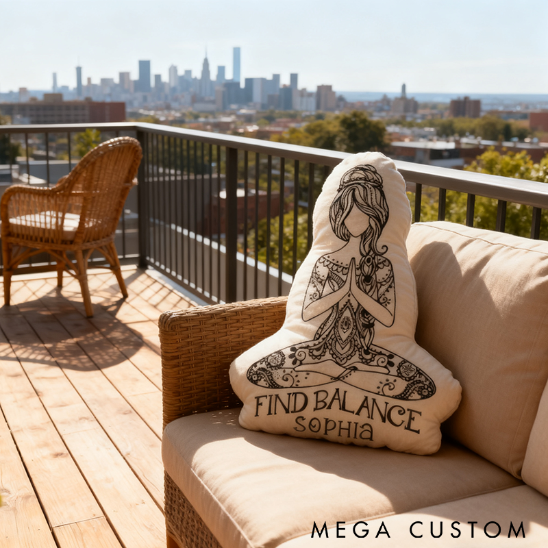 Yoga Pillow Yoga Meditation Pillow Find Balance Pillow with Mandala Design Graphic 3D Print Personalized Decor for Yoga Enthusiasts