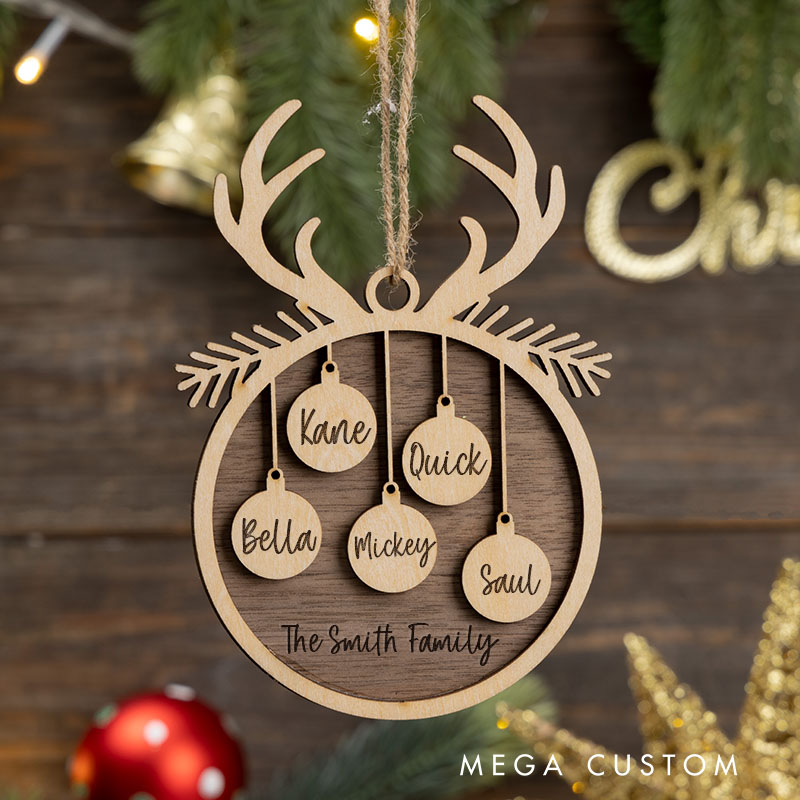 Personalized Family Christmas Ornament with Name Custom Wooden Christmas Ornament Holiday Decoration Perfect Gift For Families Or Friends