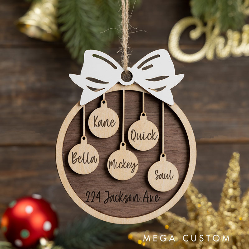Personalized Family Christmas Ornament with Name Custom Wooden Christmas Ornament Holiday Decoration Perfect Gift For Families Or Friends