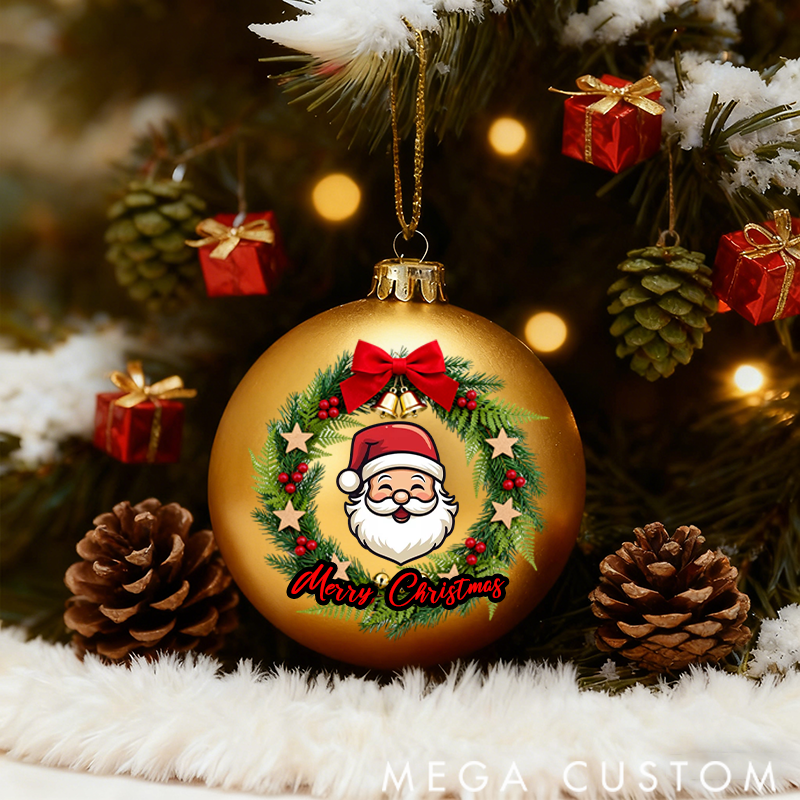 Personalized Christmas Ball Ornament Christmas Wreath Pattern Customizable Text