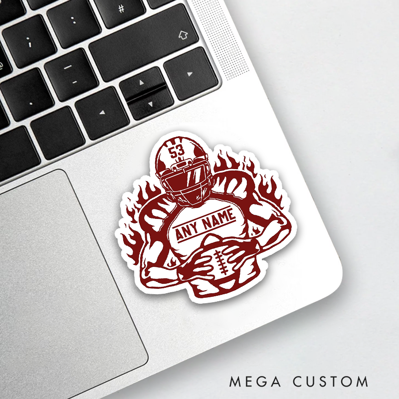 Personalized American Football Sticker with Custom Player Name and Number, Gift Football Fans
