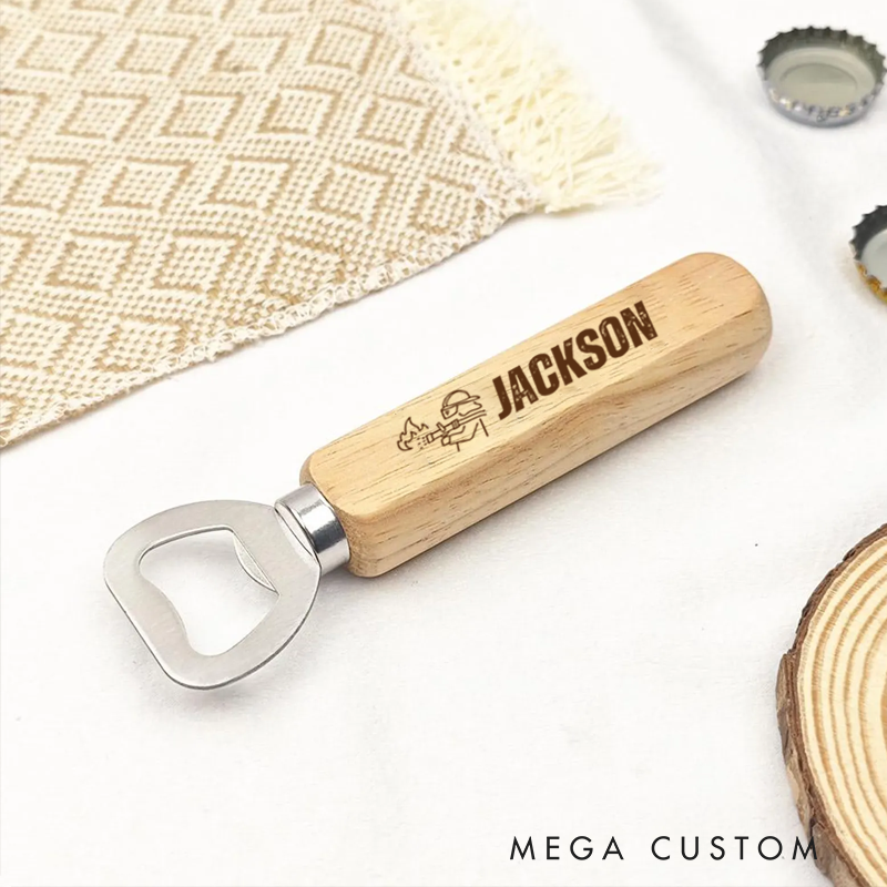 Personalized Firefighter Wooden Bottle Opener Gifts for Beer Lovers Engraved Bottle Opener Gift Fireman Housewarming Gift New Homeowner Gift