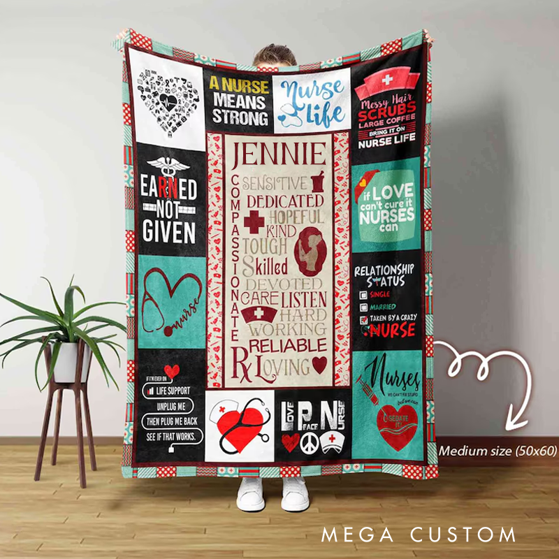 Personalized Nurse Name Throw Blanket a Nurse Means Strong Nurse Life Blanket Throw Gift for LPN