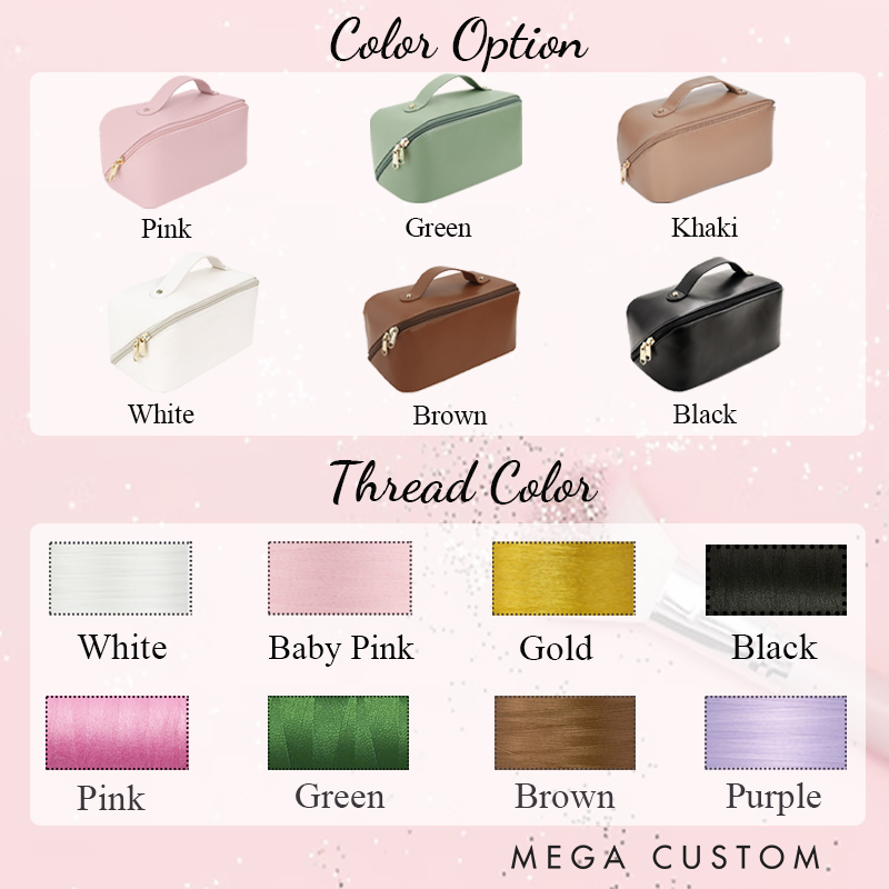 Personalized Embroidered Name Makeup Bag Leather Embroidered Cosmetic Bag Travel Gift For Her