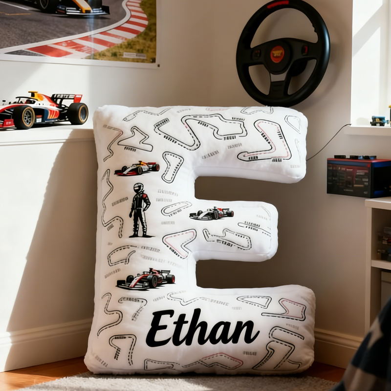 Personalized Race Track Pillow Custom Name 3D Graphic Print Cushion Gift for Racers and Racing Lovers