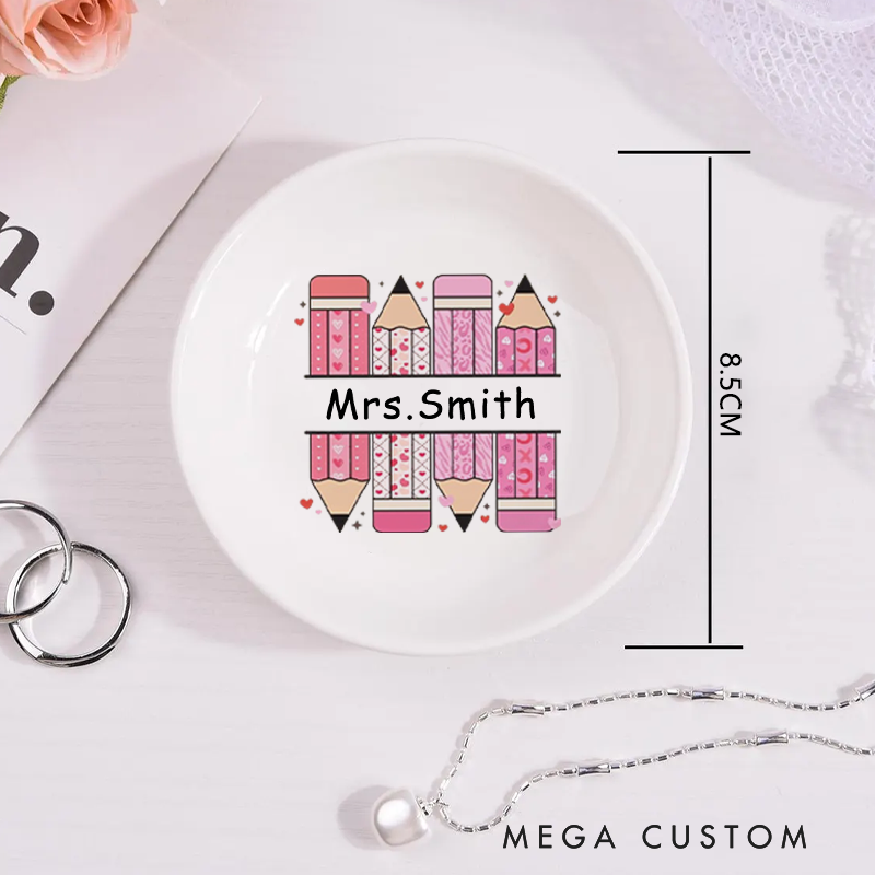 Personalized Jewelry Dish for Teacher Cute Design Ceramic Ring Dish Teacher Appreciation Gift
