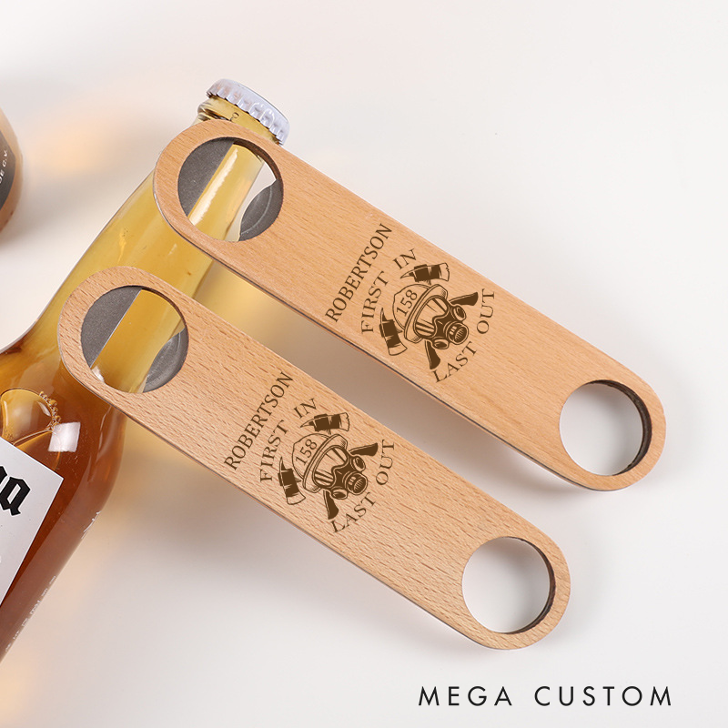 Personalized Firefighter Wooden Handled Bottle Opener for Beer Lovers Engraved Bottle Opener Gift Fireman Housewarming Gift New Homeowner Gift