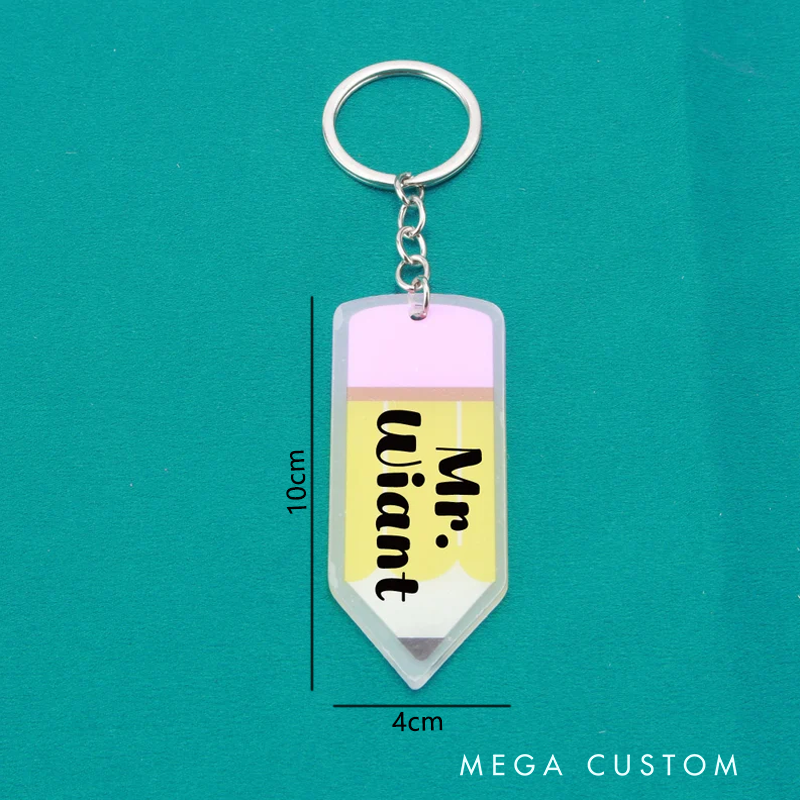 Personalized Teacher Pencil Acrylic Keychain Teacher Appreciation Gift Favorite Educator Backpack Tag Gift