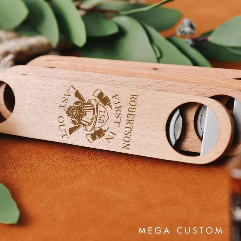 Personalized Firefighter Wooden Handled Bottle Opener for Beer Lovers Engraved Bottle Opener Gift Fireman Housewarming Gift New Homeowner Gift