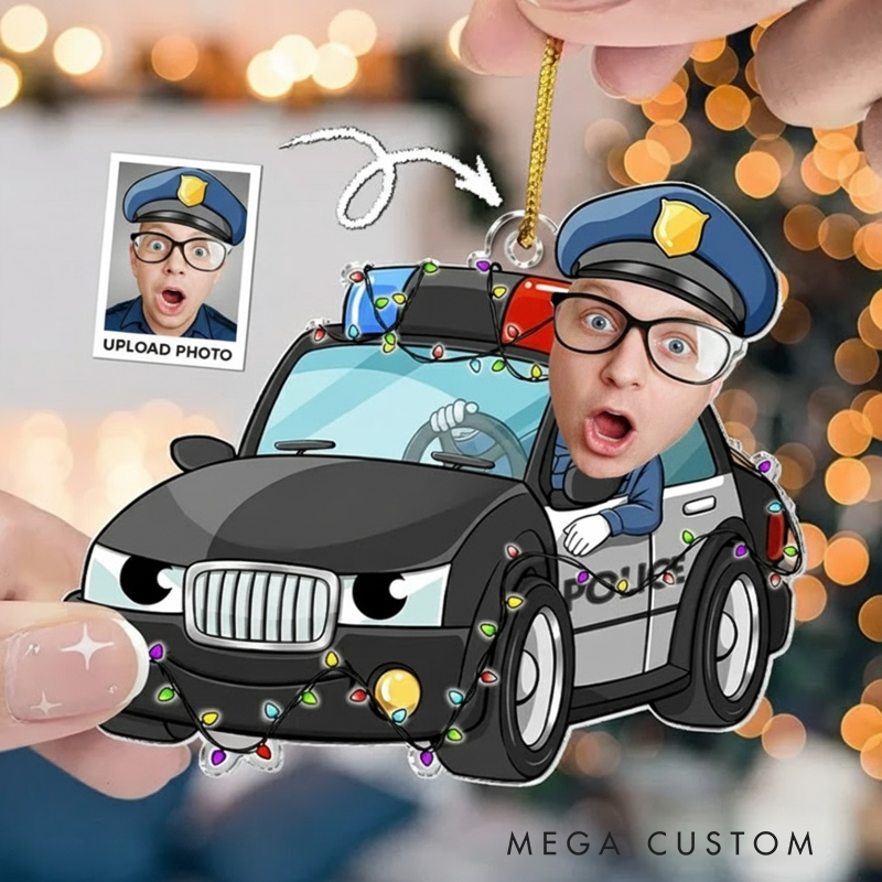 Personalized Police Officer Christmas Ornament Cartoon Face Gift for Police Children