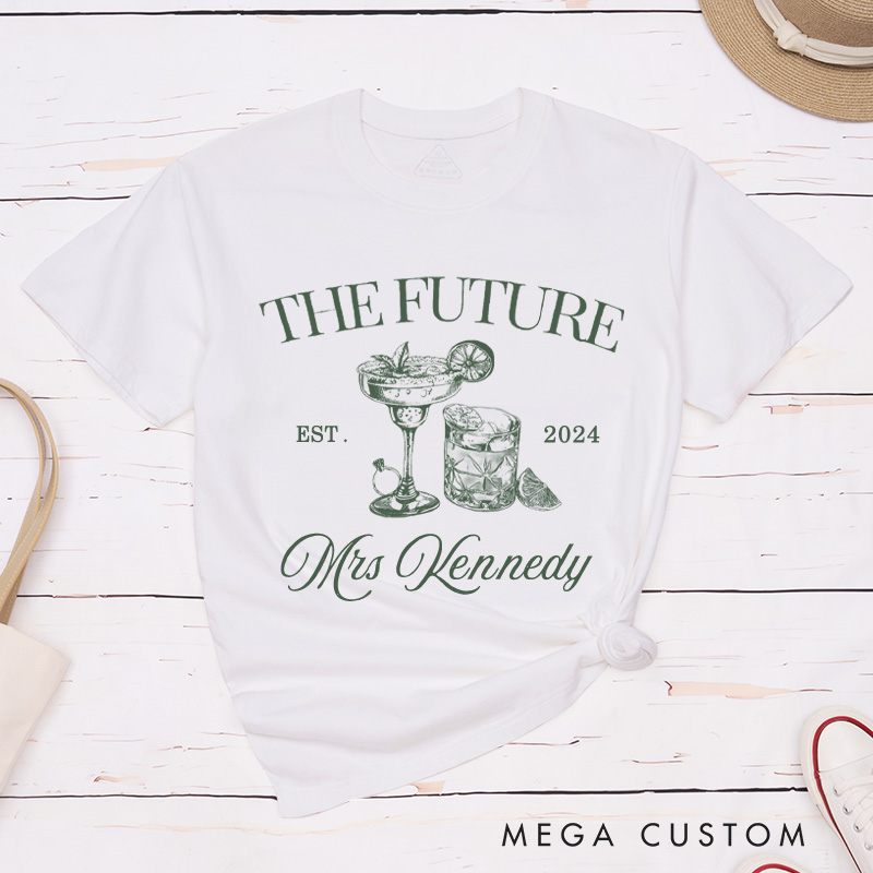 Personalized Vintage-Inspired Future Mrs. Cocktail-Themed Engagement Fiancée Classic T-Shirt  