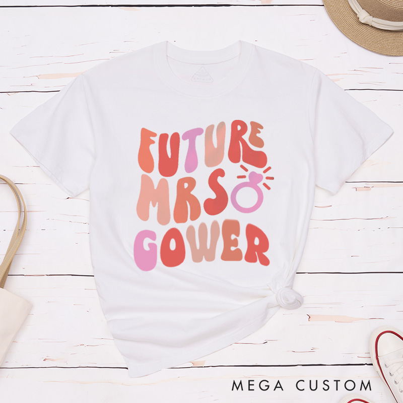 Personalized Bold and Playful Future Mrs. with Rings Fiancee Engagement Fiancée Classic T-Shirt
