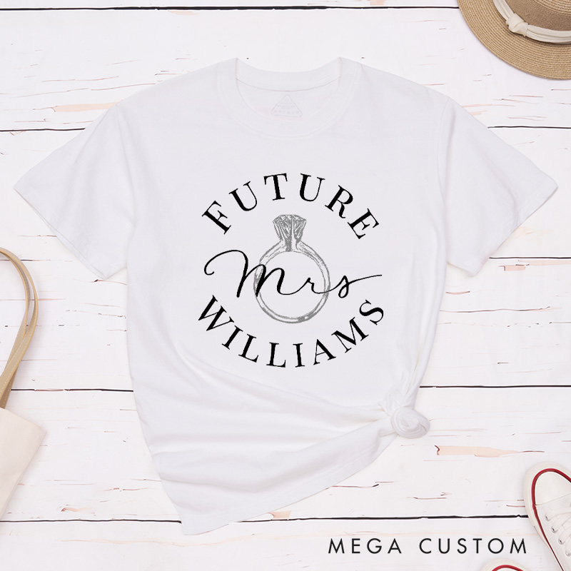 Personalized Elegant Future Mrs. with Ring Fiancee Engagement Fiancée Classic T-Shirt
