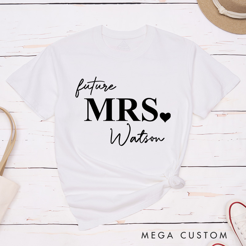 Personalized Elegant Future Mrs with Heart Fiancee Engagement Fiancée Classic T-Shirt
