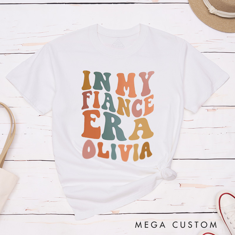 Personalized Retro-Inspired In My Fiance Era in Vibrant Earthy Colors Fiancee Engagement Fiancée Classic T-Shirt