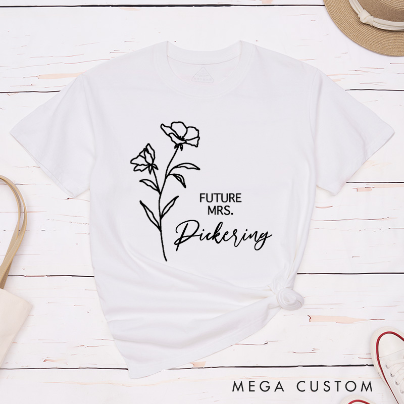 Personalized Poppy Flower Future Mrs Fiancee Engagement Fiancée Classic T-Shirt