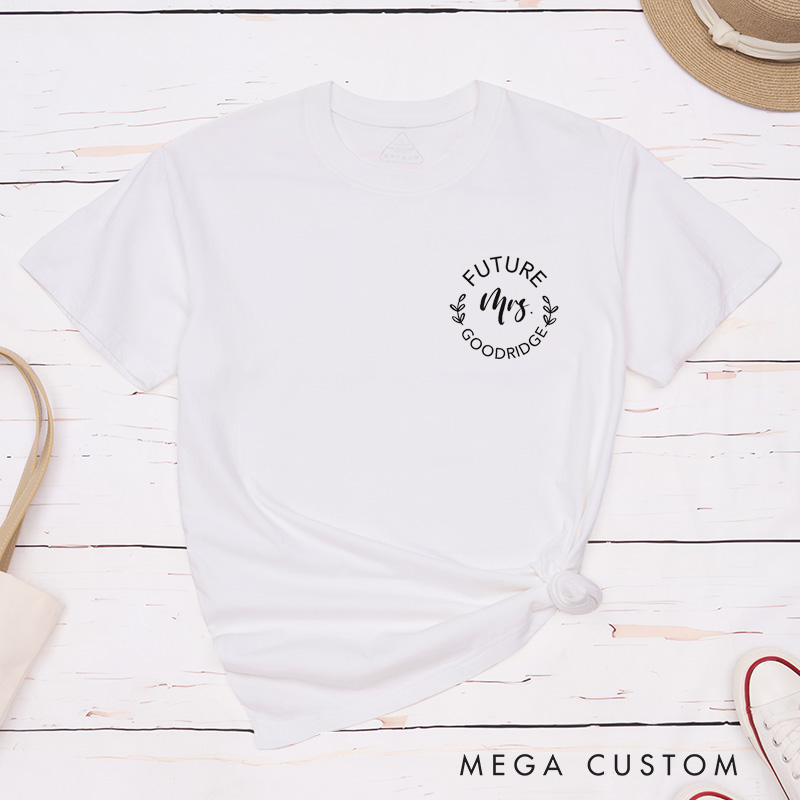 Personalized Future Mrs with Floral Accents Engagment Fiance Classic T-Shirt  