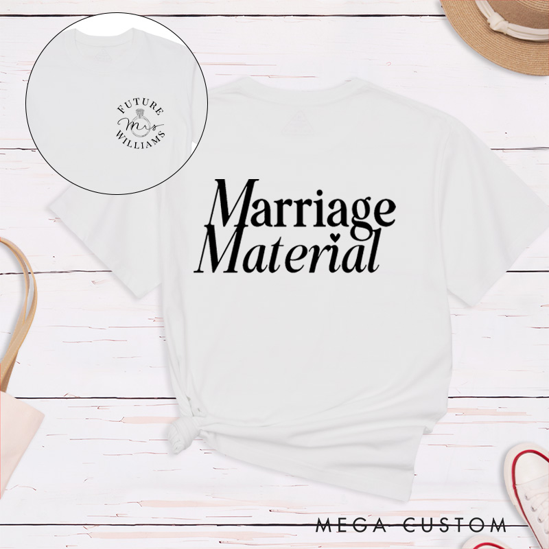 Personalized Elegant Marriage Material Future Mrs. Fiancee Engagement Fiancée Classic T-Shirt