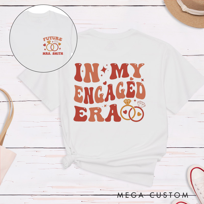Personalized Vintage In My Engaged Era Future Mrs with Rings and Hearts Fiancee Engagement Fiancée Classic T-Shirt