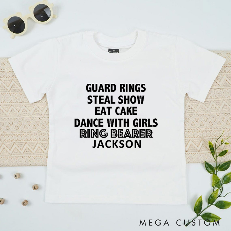 Personalized Fun Ring Bearer Checklist Wedding Flower Boy T-Shirt 