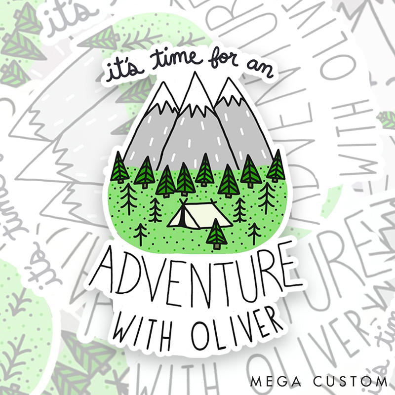 Personalized Mountain Sticker Camping Adventure Sticker for Nature Travelers Outdoors Lover Gift