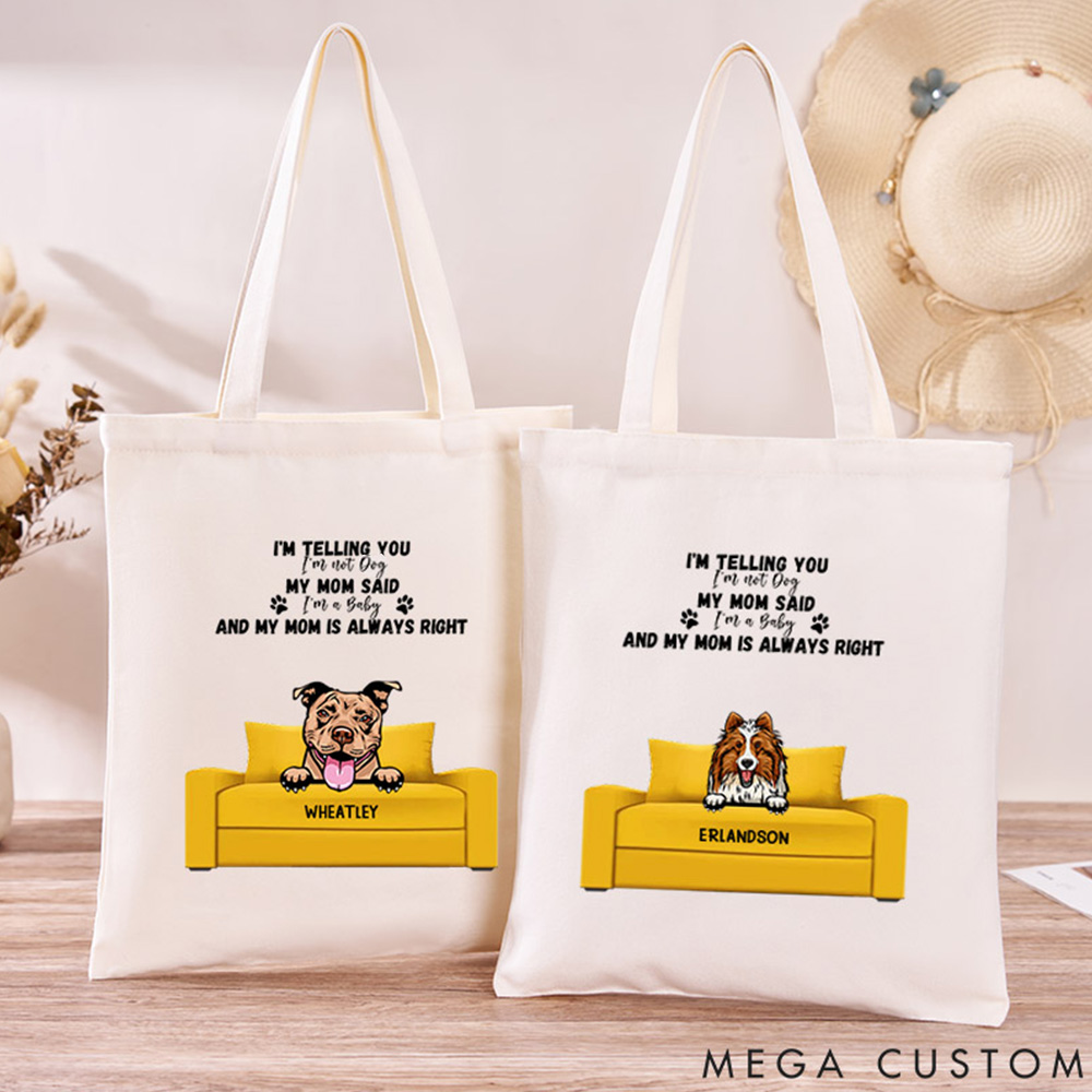 Personalized Dog Lover We're Telling You We're Not Dogs Canvas Tote Bag