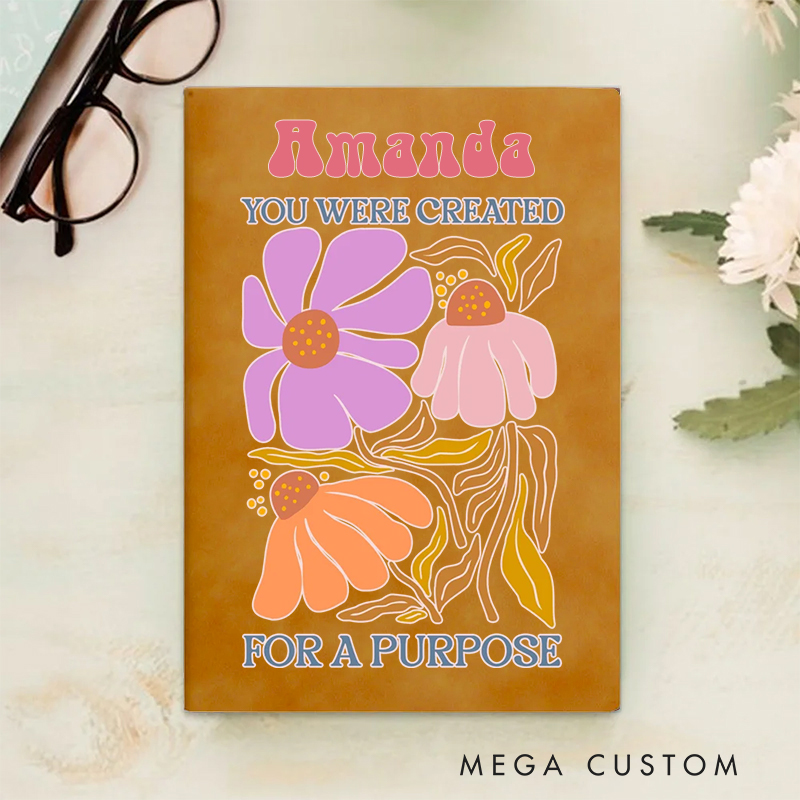 Personalized Multicolor You Were Created for a Purpose A5 Sheepskin Suede Notebook with Name Baptism Birthday Gift for Christians  