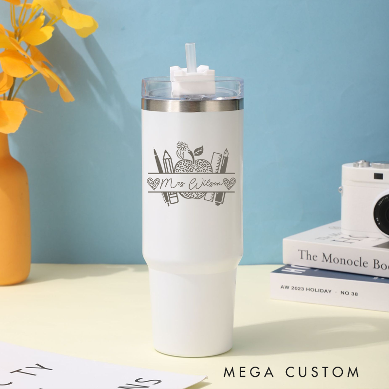 Personalized Tumbler Gift for Teacher Custom Insulated Steel Laser Engraved Tumbler Gift Teacher Appreciation Gift
