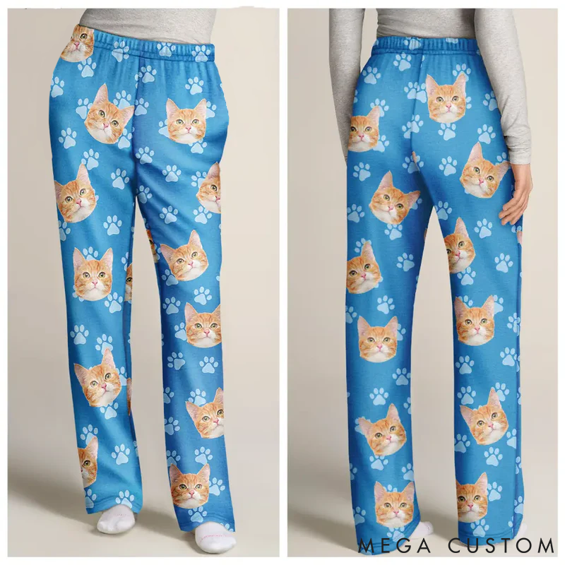 Personalized Pet Lover Custom Photo Face Funny Pattern Pet Family Pajamas