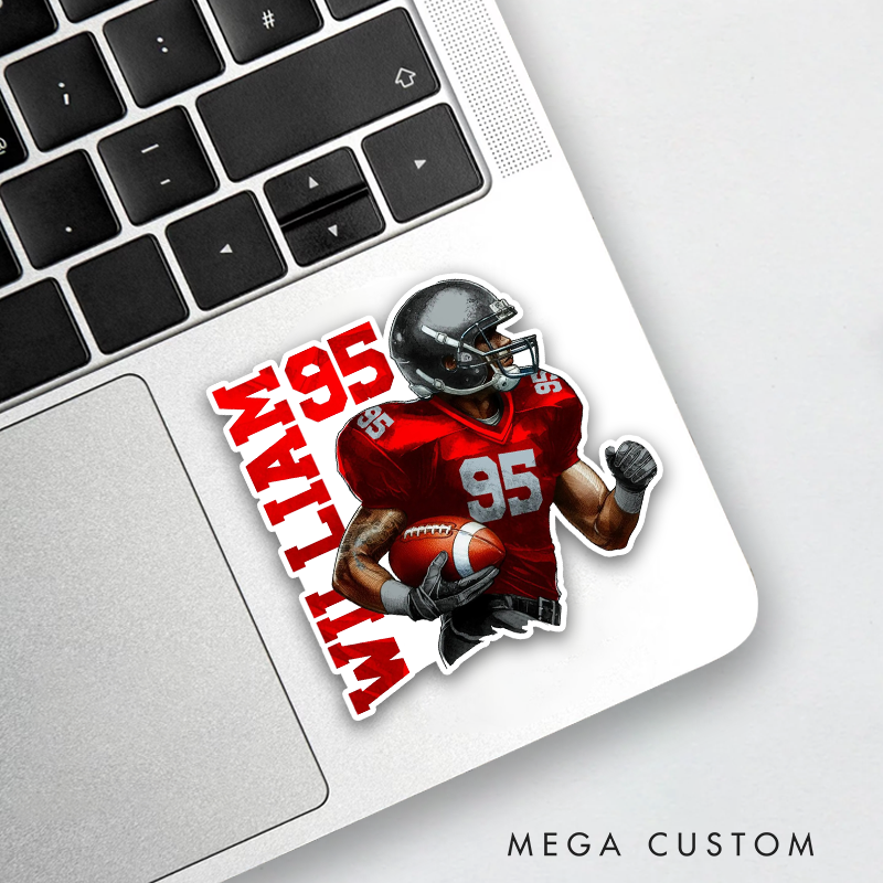 Personalized America Football Sticker with Custom Name and Number for Player Gifts