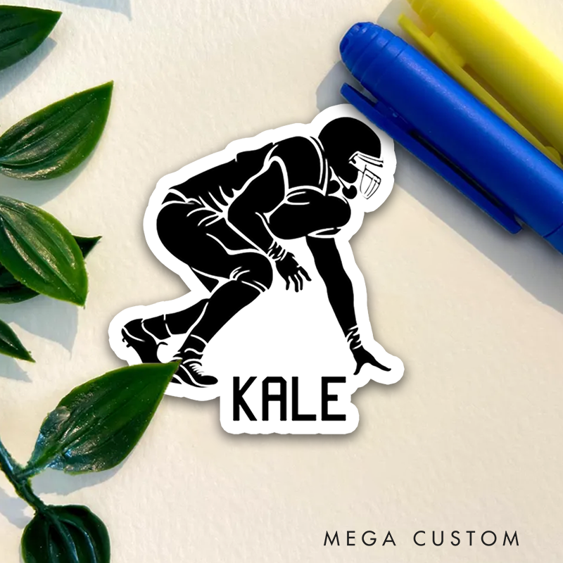 Personalized American Football Sticker with Custom Player Name- Sports Decal
