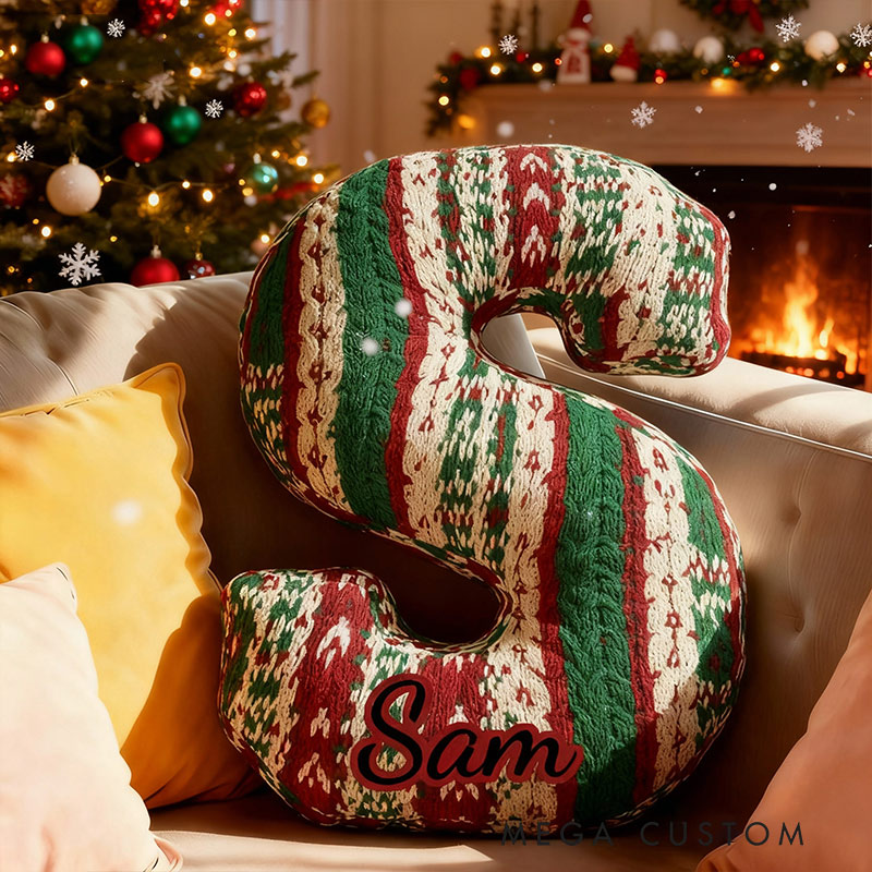 Personalized Funny Pillow Christmas Yarn Twist Graphic Print Letter Customized Name Gift for Kids