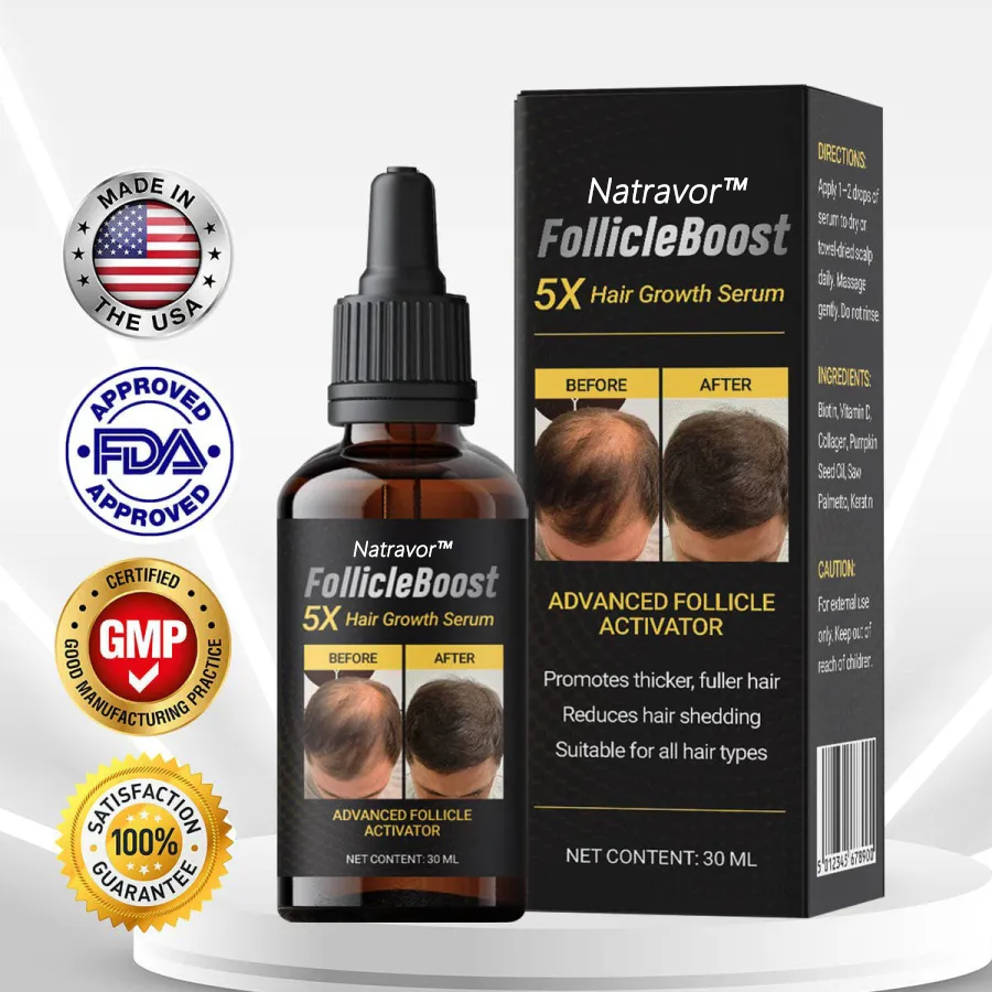 ⭐ Natravor™ FollicleBoost 5X Hair Growth Serum-Pure natural ingredients 