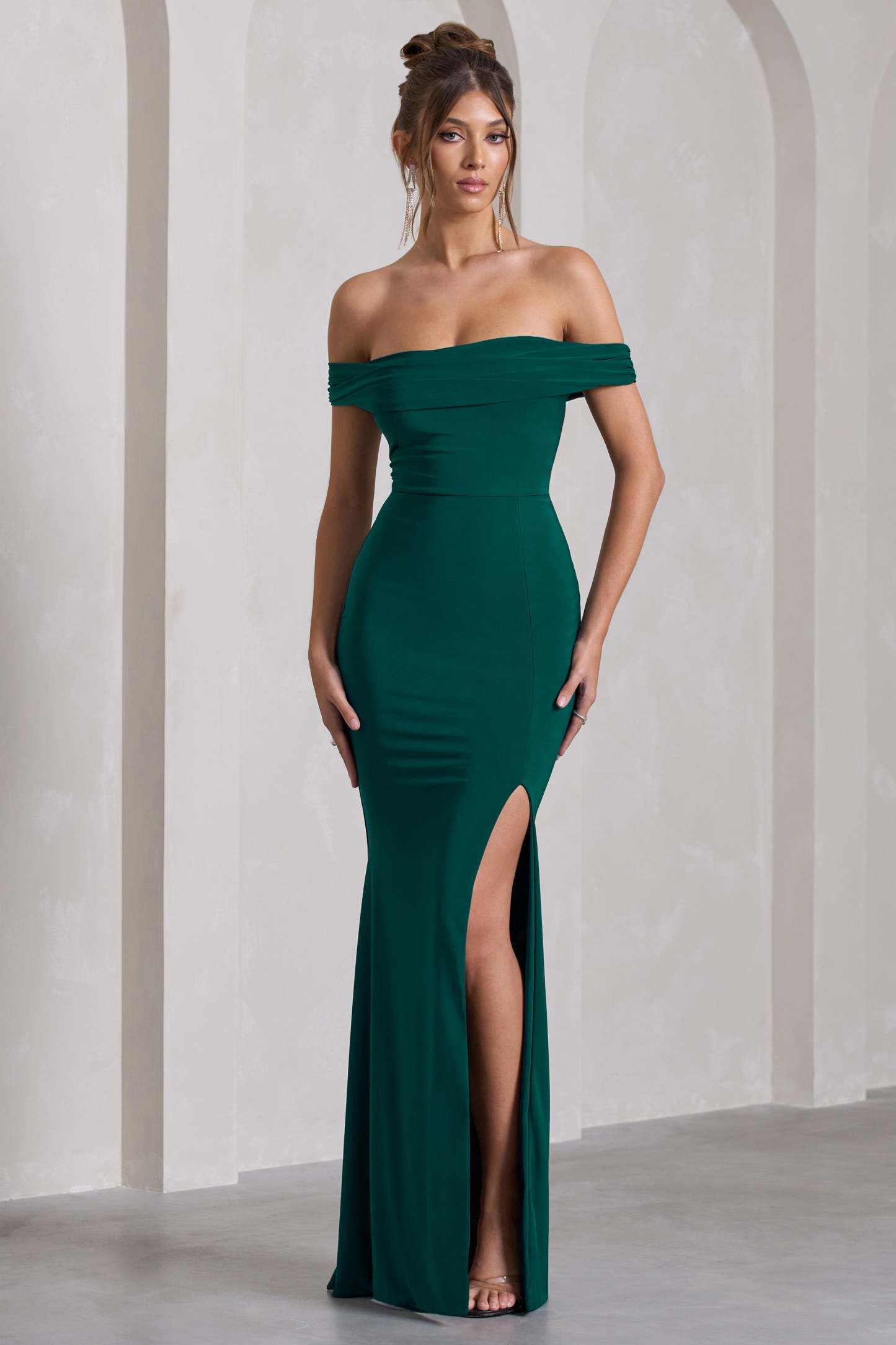 WB_CC_CL124662047-LawofAttractionBottleGreenBardotDrapedSplitMaxiDress3