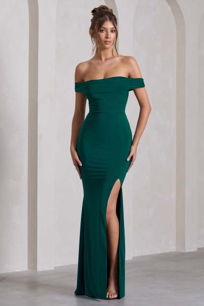 WB_CC_CL124662047-LawofAttractionBottleGreenBardotDrapedSplitMaxiDress3