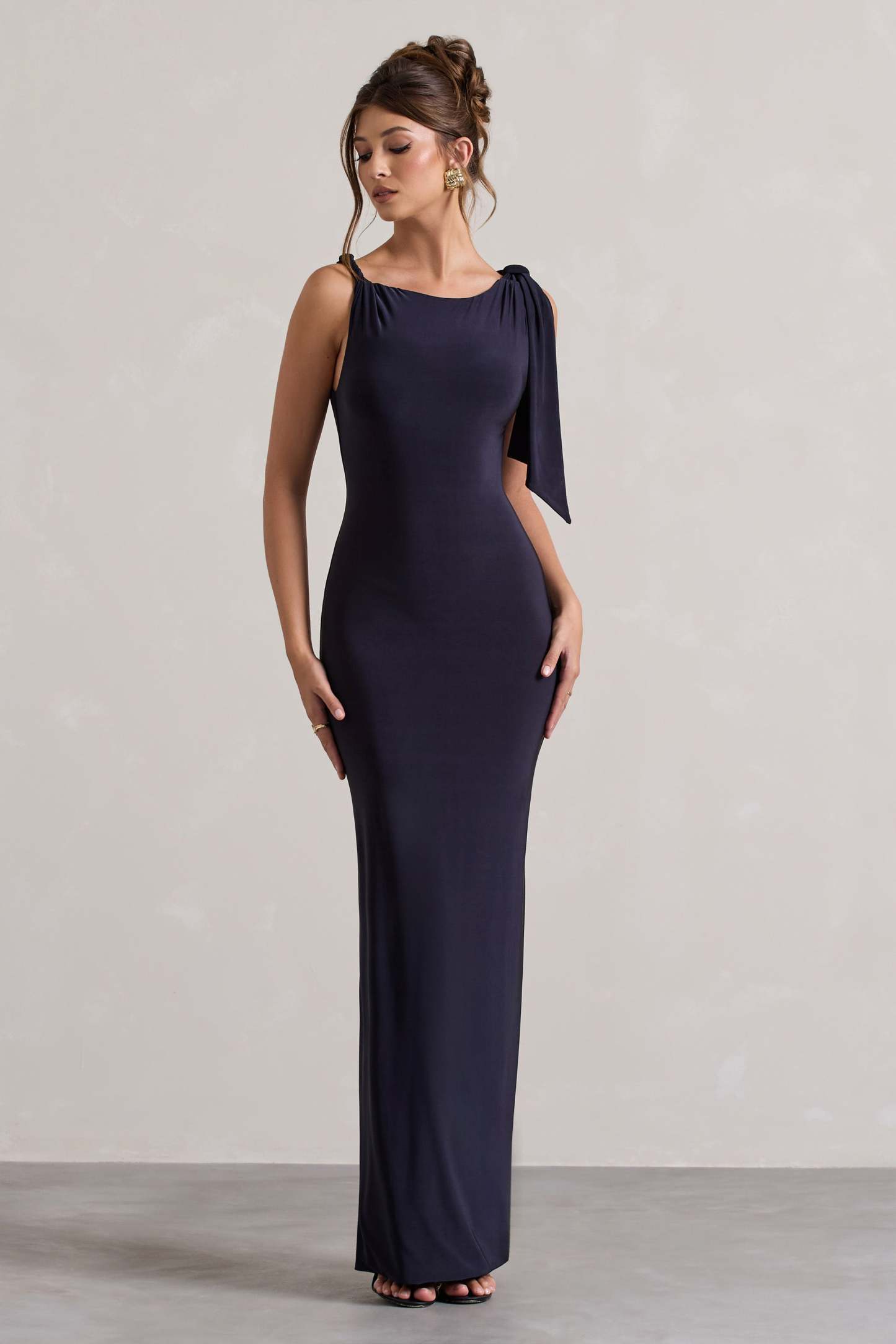 Navy Twisted Knot Maxi Dress